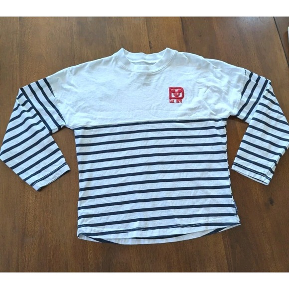 Walt Disney World Spirit Jersey Size Large Kids L White Blue Red Stripe T-shirt - Picture 3 of 11